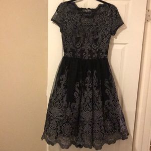 Chi Chi London Black & Silver Fit & Flare Dress